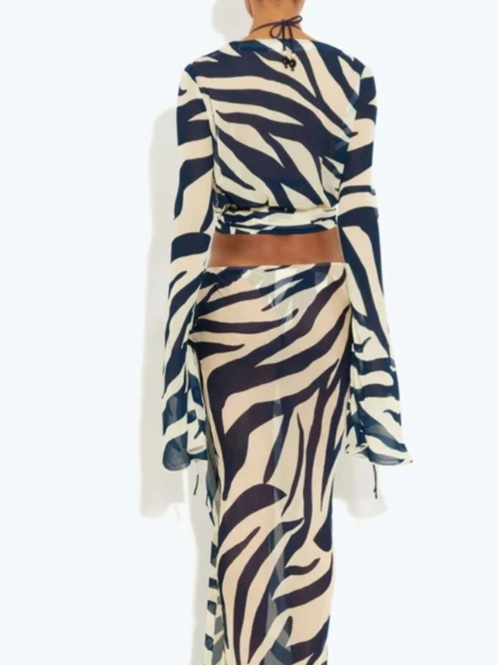 Rat & Boa Navy and Cream Zebra Wrap Top and Maxi Skirt Set
